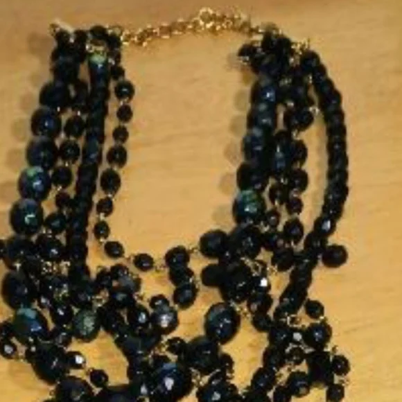 JOAN RIVERS Classic Collection Black Aurora Borealis Waterfall Necklace - Picture 7 of 8